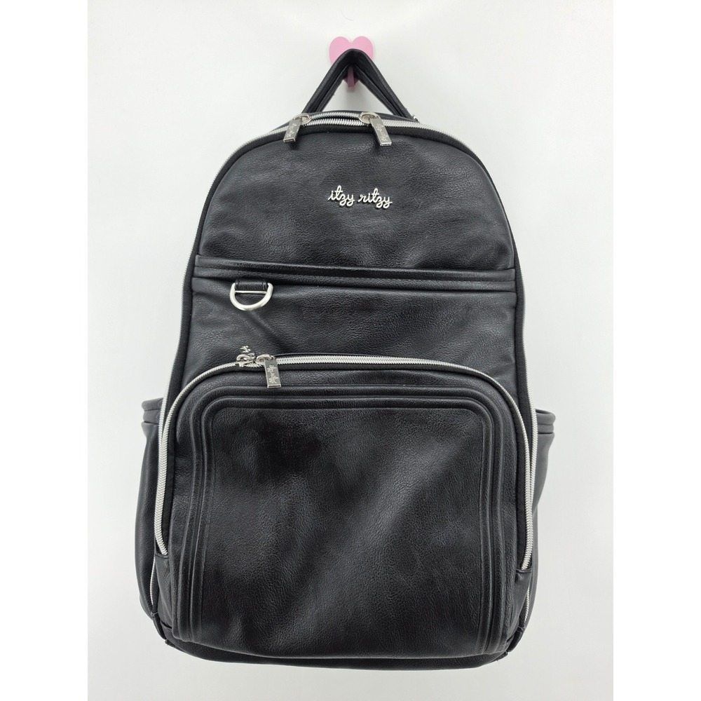 Itzy Ritzy Boss Backpack Diaper Bag Black Vegan Leather